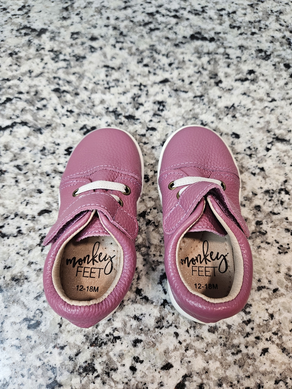 Monkey Feet Pink Leather-Look Sneakers for Kids - Picture 4 of 6